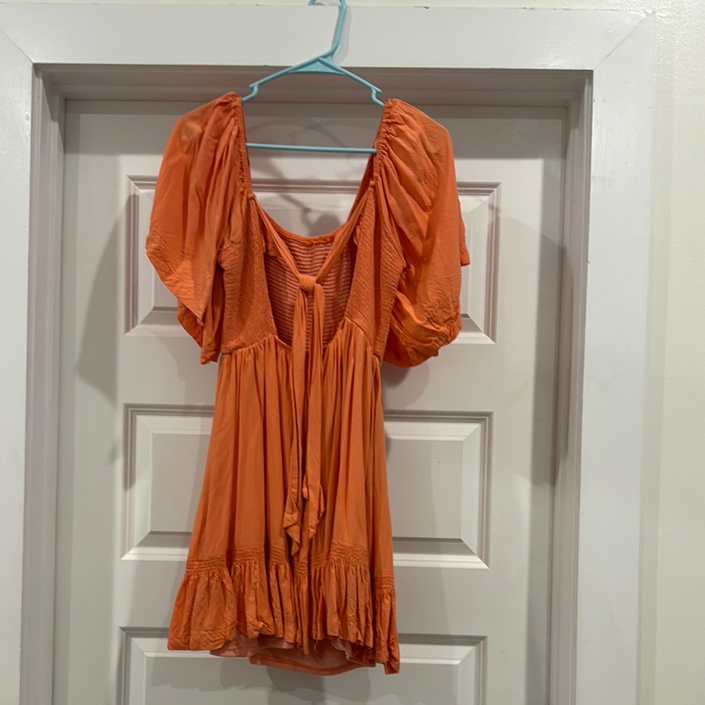 Rust Ruffled Off the Shoulder Sundress - Picture 3 of 3